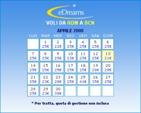 Widget Calendario Voli di eDreams