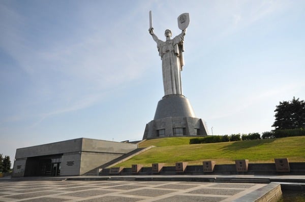 Motherland statue and war memorials kiev