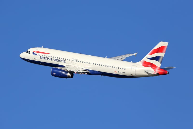 British Airways plane in the sky