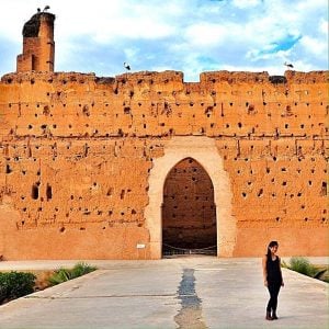 the outside wall of el badi palace marrakech