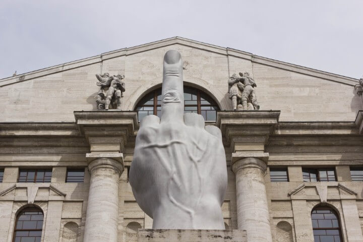 The Middle Finger in Piazza Affari - Milan