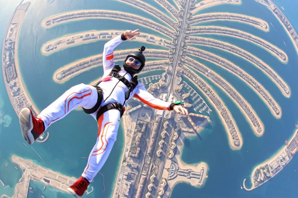 Skydiving over Dubai