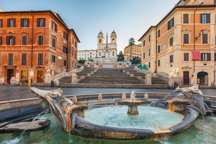 spanish steps at morning in rome - italy
